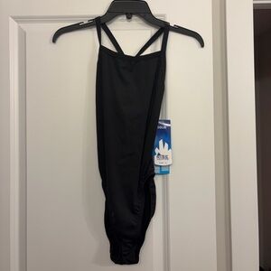 Solid Black One-Piece Swimsuit - Classic Women's Swimwear